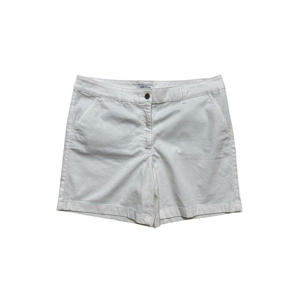 White House Black Market White Shorts Size 14 Mid Rise Cotton Stretch
